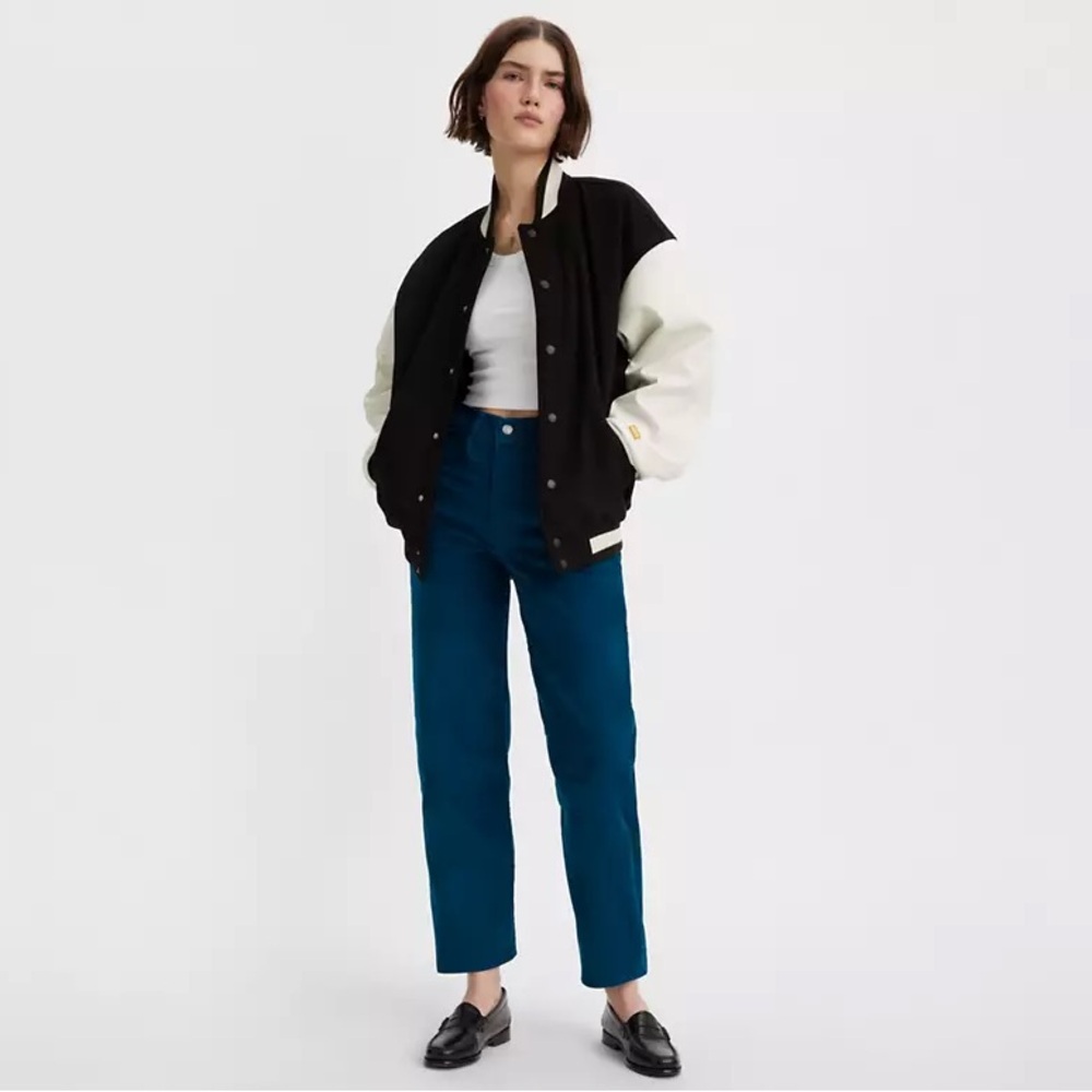 Levi's Women's Ribcage Straight Ankle Corduroy Pants in Teal